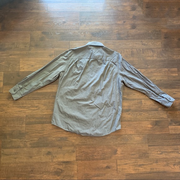 Alfani Stripe Button Down Epaulets Long Sleeve - Picture 3 of 6